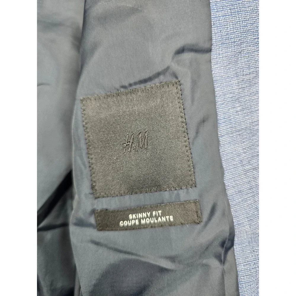H&M Skinny Fit Suit Mens‎ 40R 2 Piece Pants 34x29 Blue Wool Blend